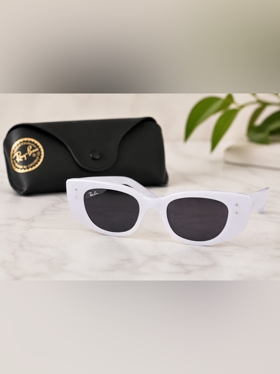 Ray-Ban Accessories - Ray-Ban White Frame Black Lens Cat Eye Sunglasses